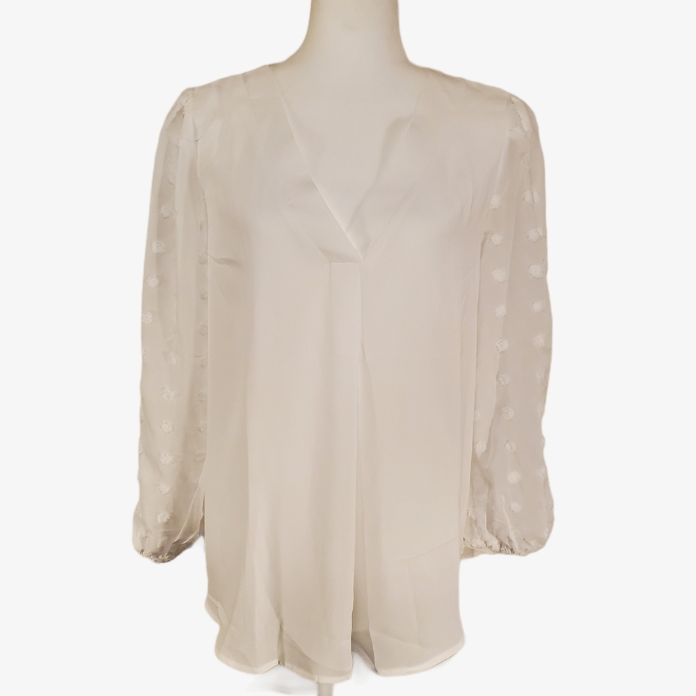 Off White Polka-Dot Sleeve Top